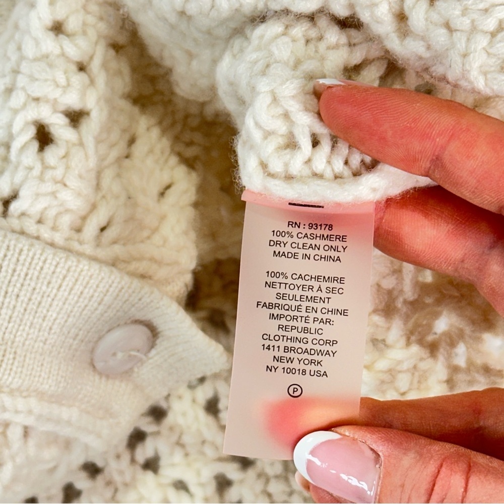 Vince Cashmere Cardigan XS Open Knit Lightweight Cream - Picture 4 of 11